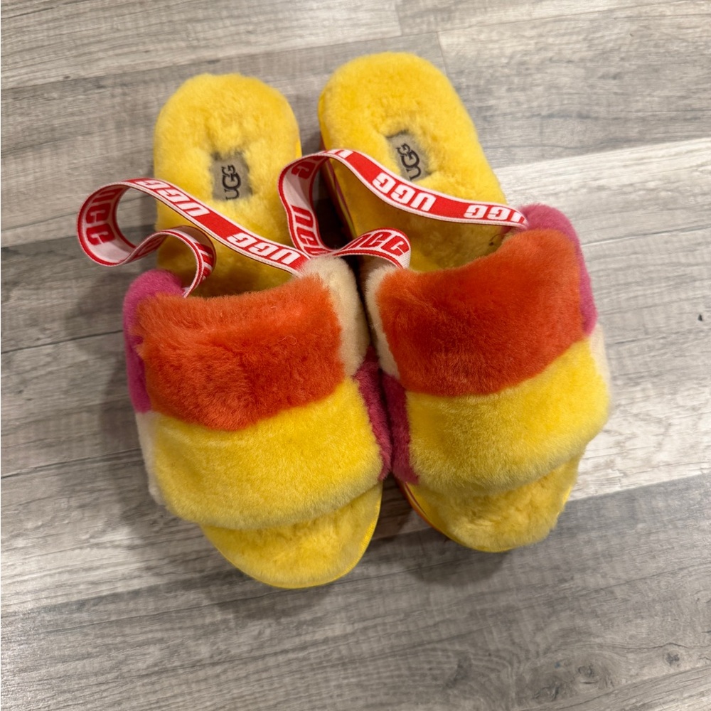 UGG Fluff Yeah Slides – Multicolor / Rainbow Shea… - image 1